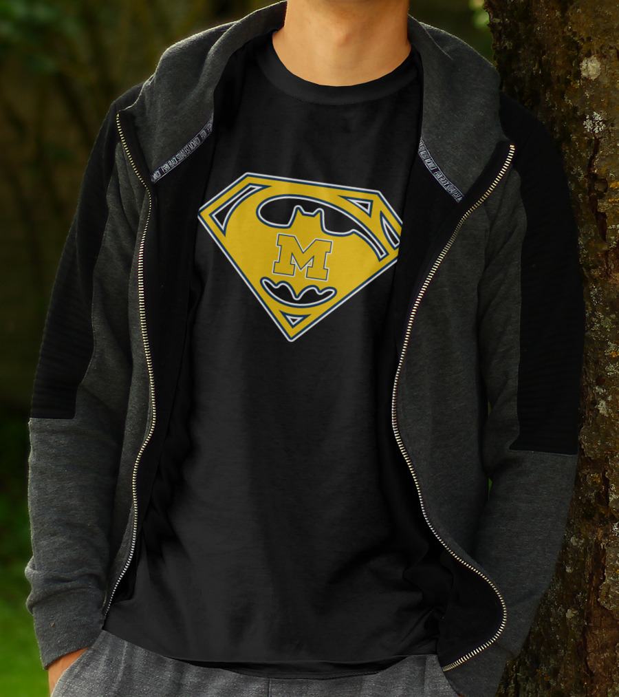 Michigan Wolverines Batman Superman Logo Icon T-Shirt