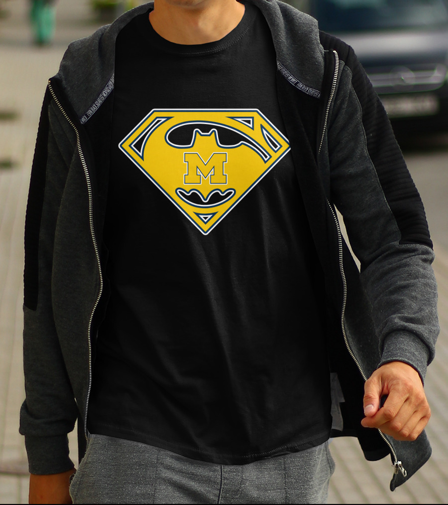 Michigan Wolverines Batman Superman Logo Icon T-Shirt