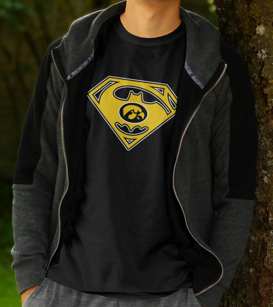 Iowa Hawkeyes Superman Batman Logo Combination T-Shirt