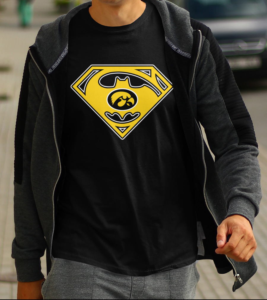 Iowa Hawkeyes Superman Batman Logo Combination T-Shirt