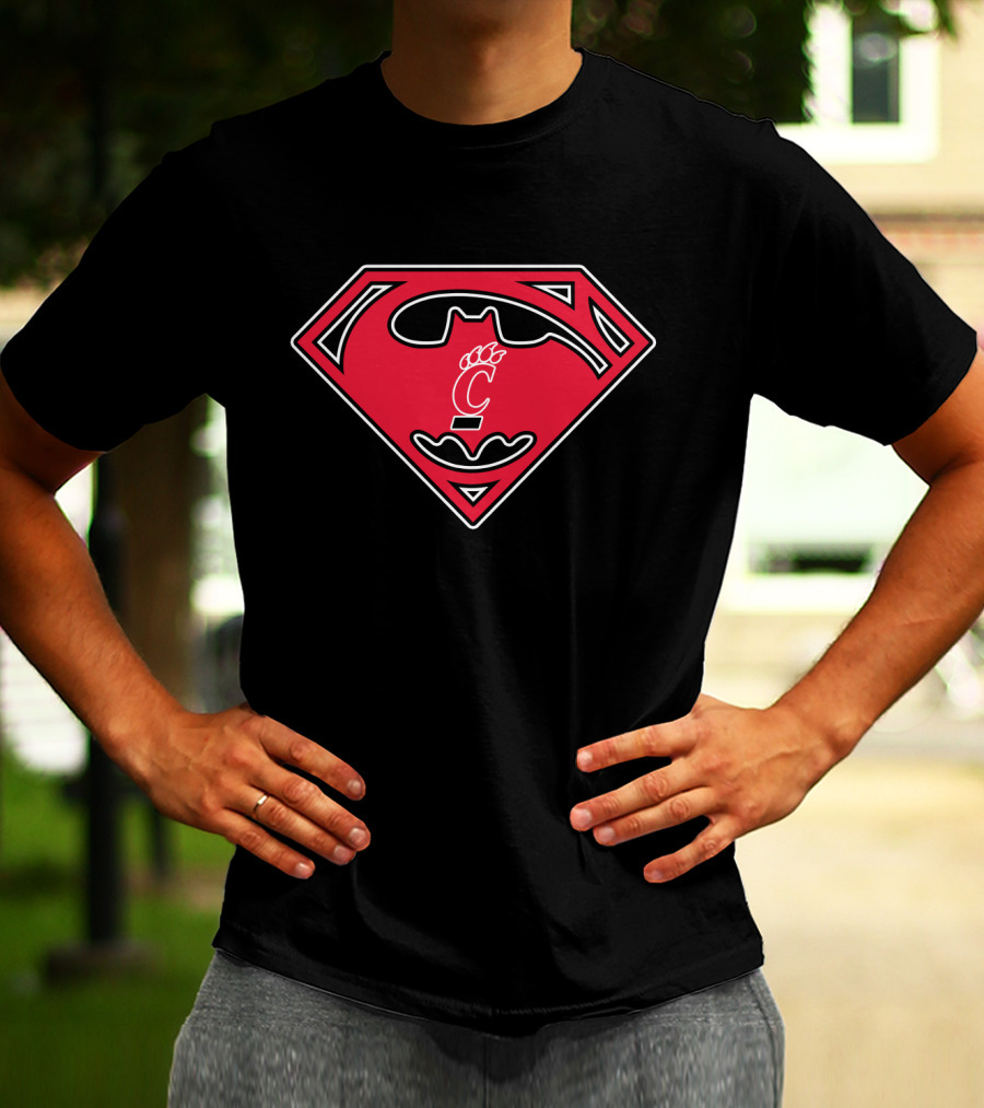 Cincinnati Bearcats Batman Superman Logo Mashup T-Shirt