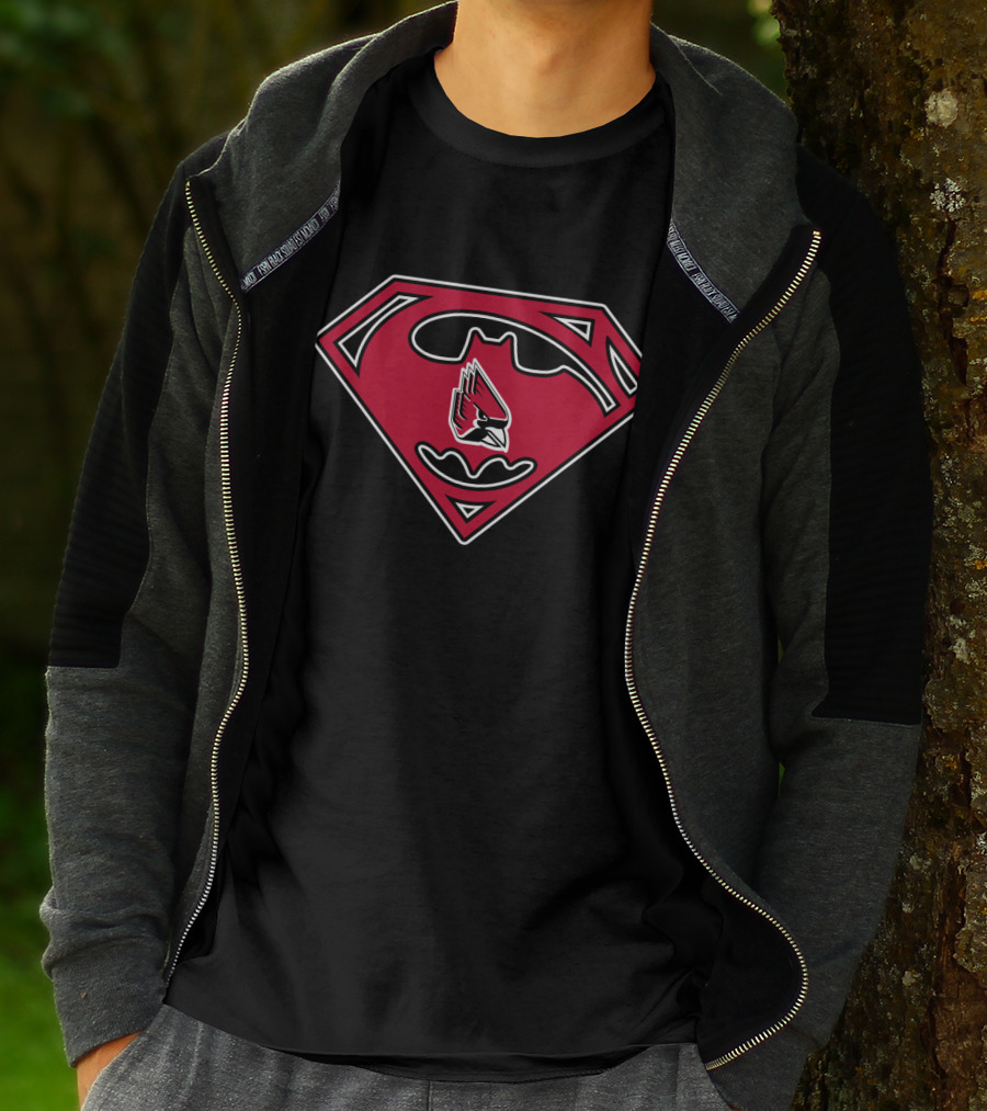 Ball State Cardinals 1993 Classic Superman Batman Mashup T-Shirt