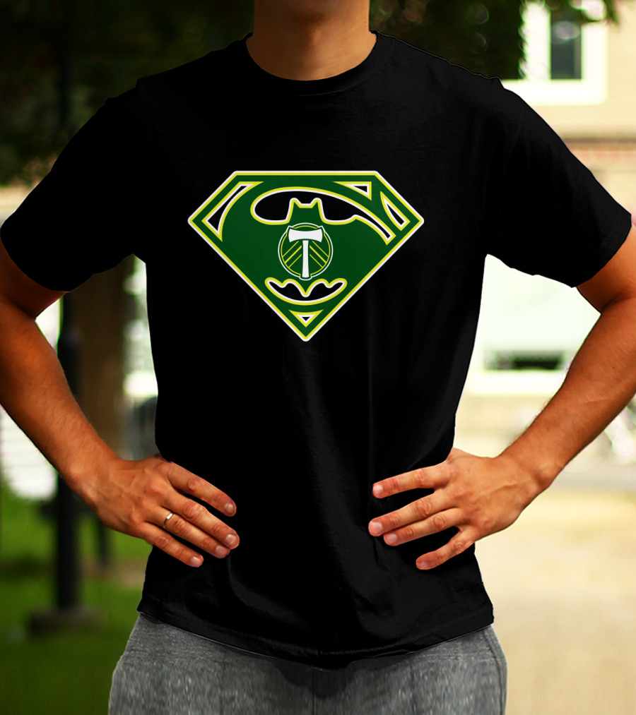 Portland Timbers Batman Superman Logo Combination T-Shirt