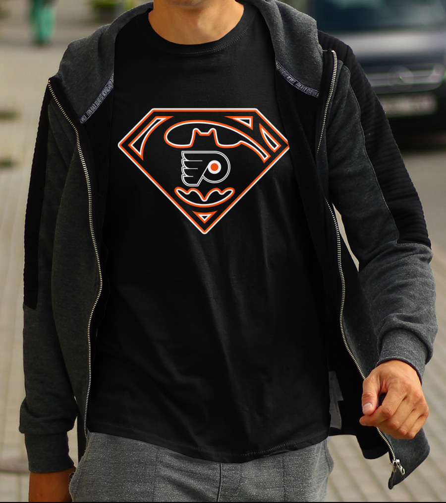 Superman Batman Philadelphia Flyers Emblem Mashup T-Shirt