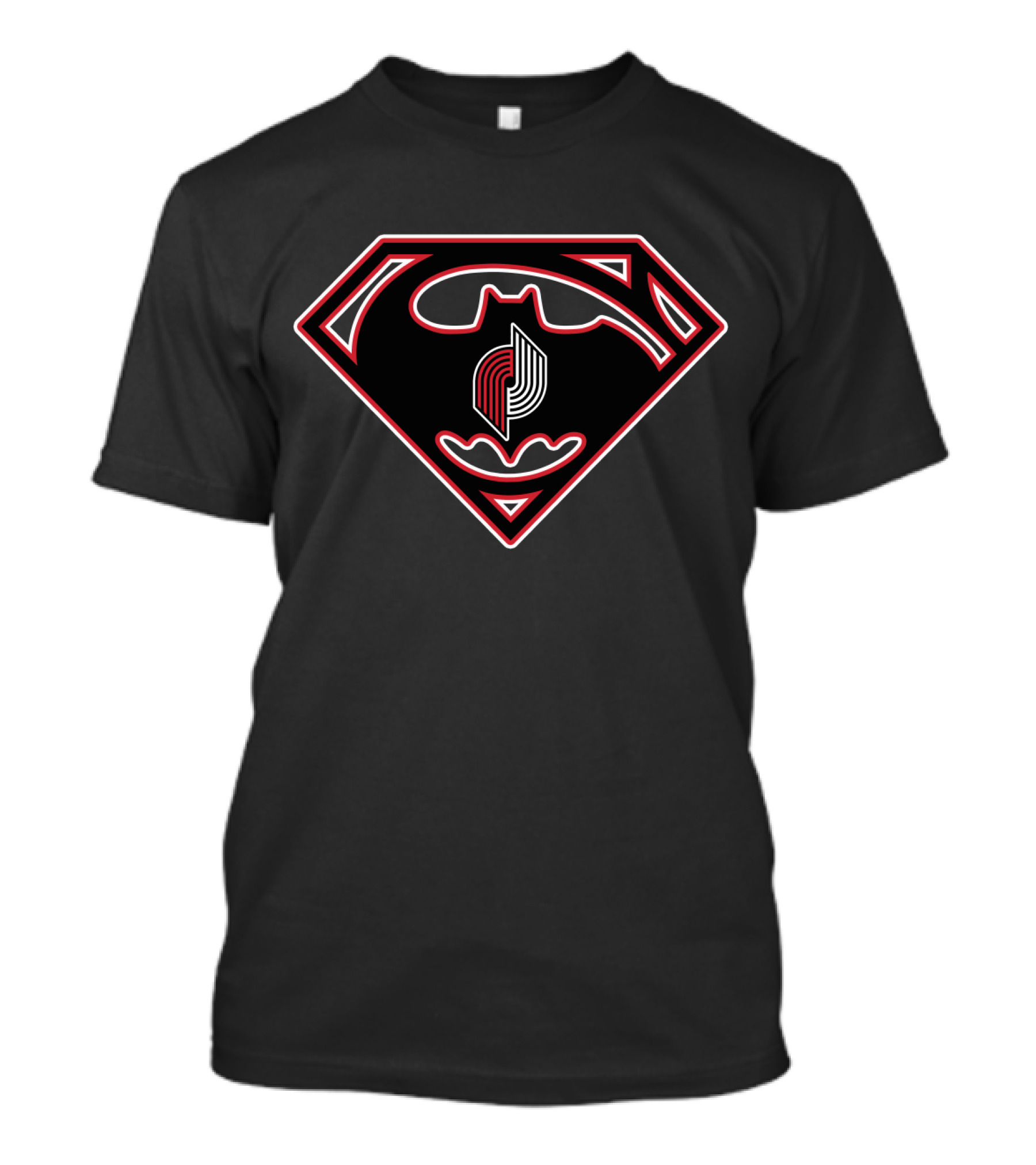 Portland Trail Blazers Batman Superman Logo Combination T-Shirt