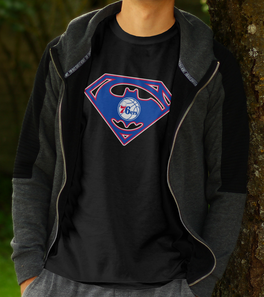 Philadelphia 76ers Superman Batman Logo Integration T-Shirt