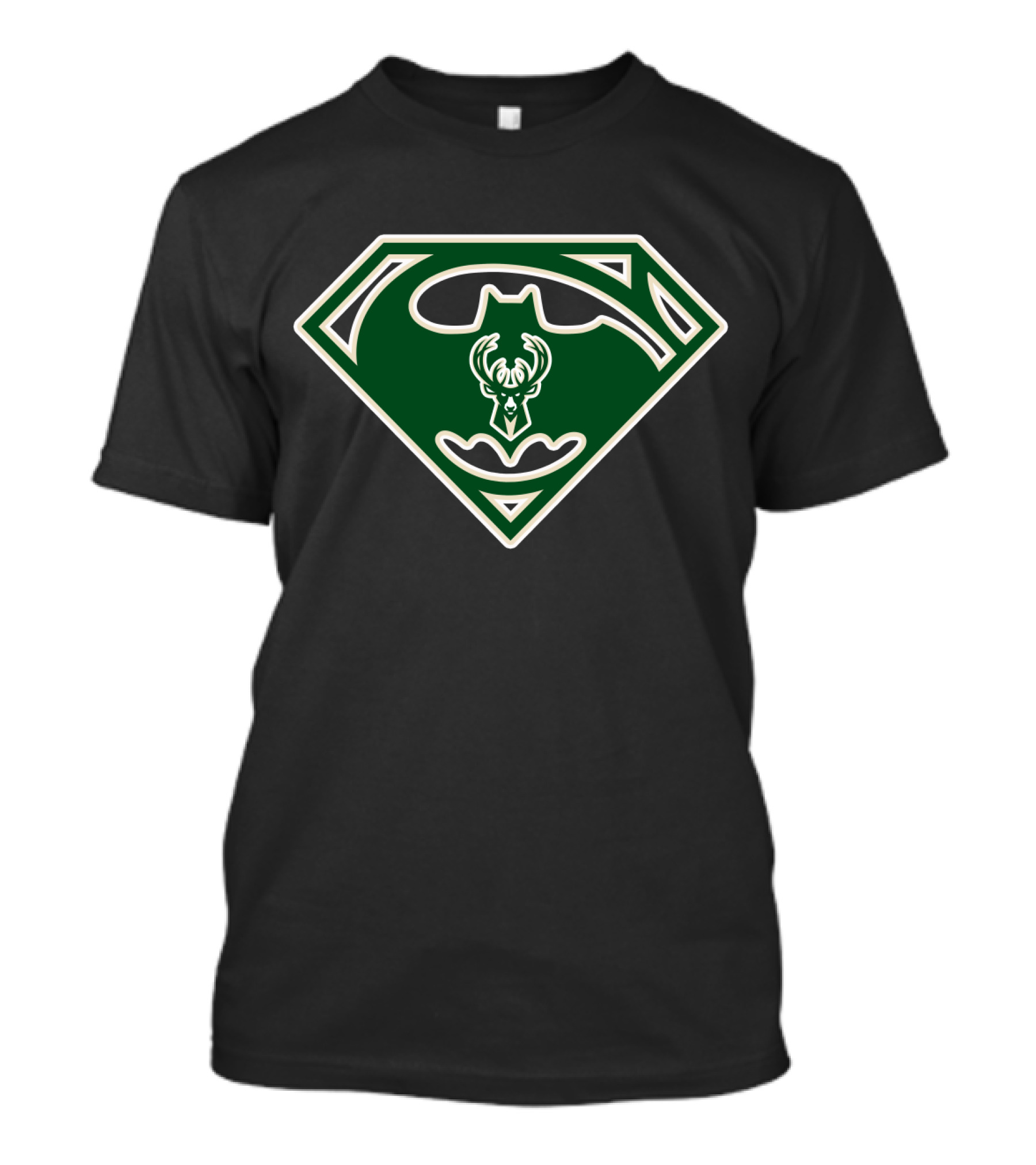 Milwaukee Bucks Batman Superman Logo Fusion T-Shirt
