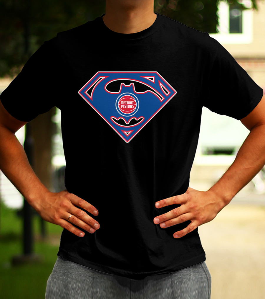 Detroit Pistons Superman Batman T-Shirt