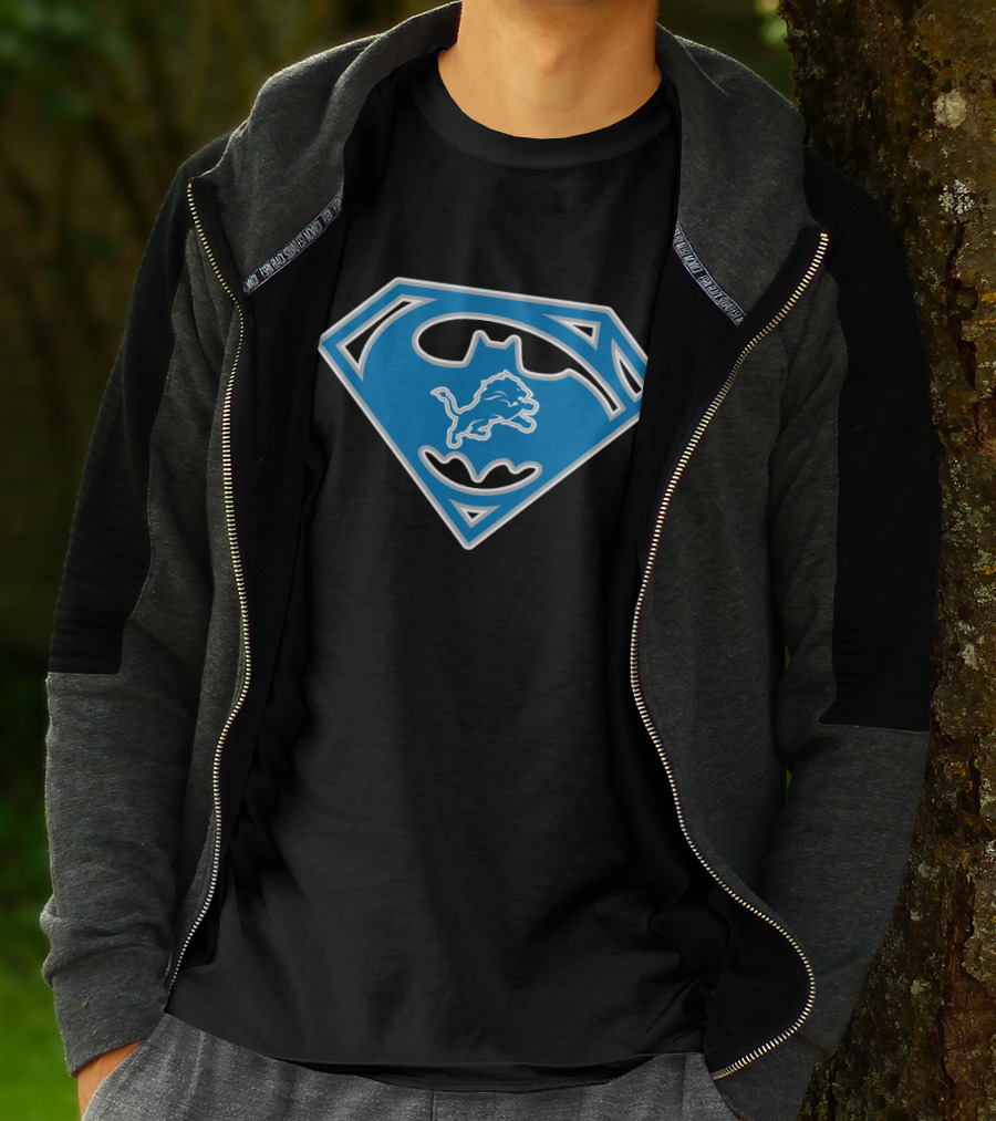 Detroit Lions Superman Batman T-Shirt