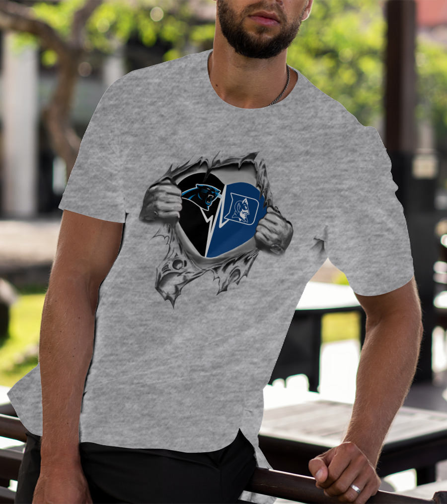 Carolina Panthers Duke Blue Devils Heartbeat Connection T-Shirt
