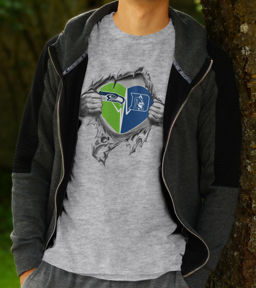 Seahawks Duke Split Heart Logo Fan Pride T-Shirt