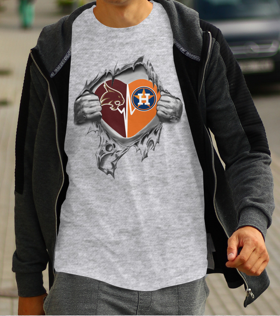 Astros Sw Texas St Bobcats Heartbeat Unity T-Shirt