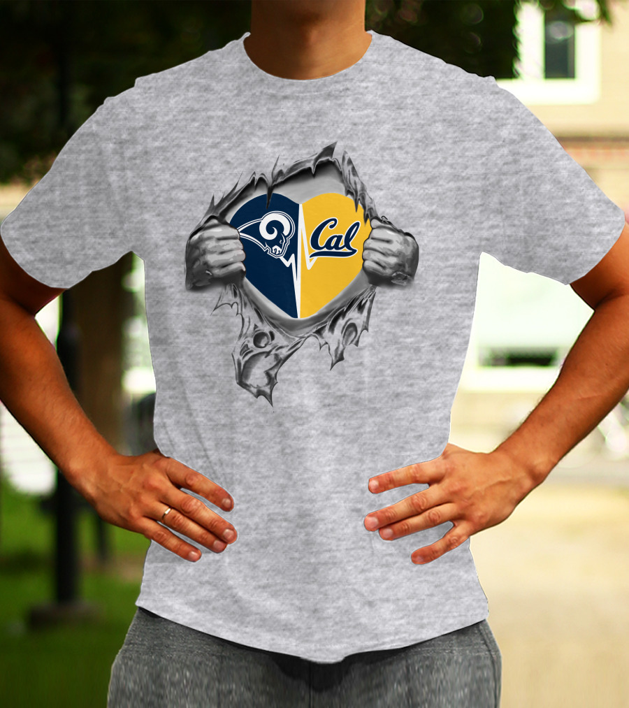 Rams Cal Heartbeat Passion Peeking Through T-Shirt