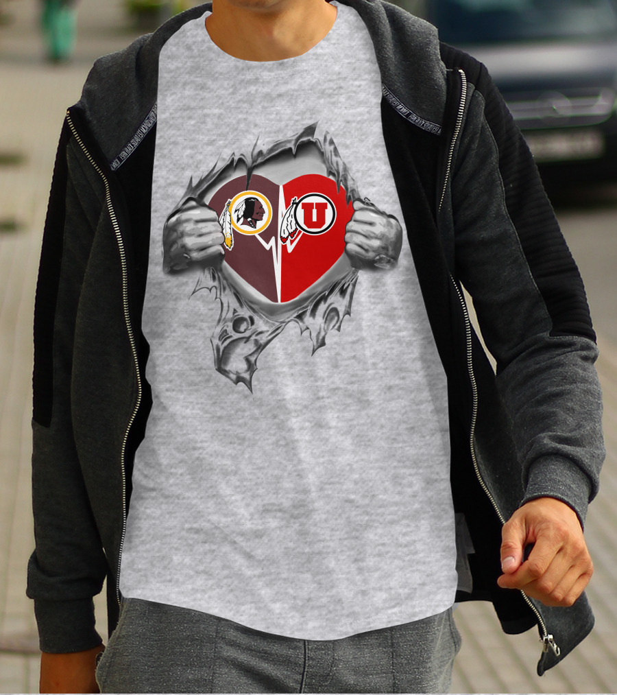 Redskins Utes Heart Logo Tear T-Shirt