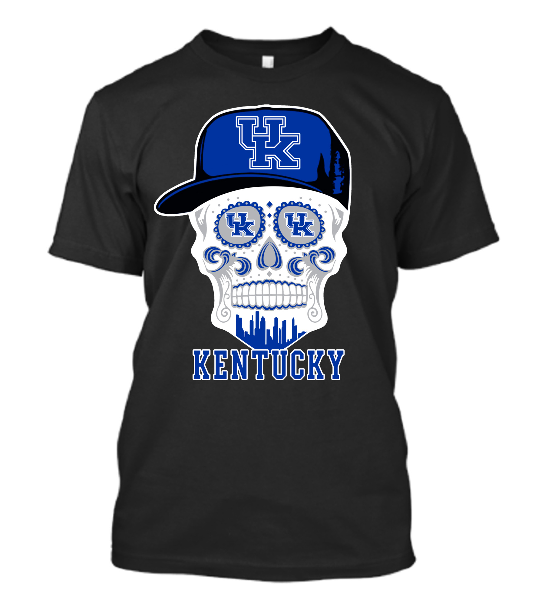 Kentucky Wildcats Skull Uk Hat Silhouette T-Shirt