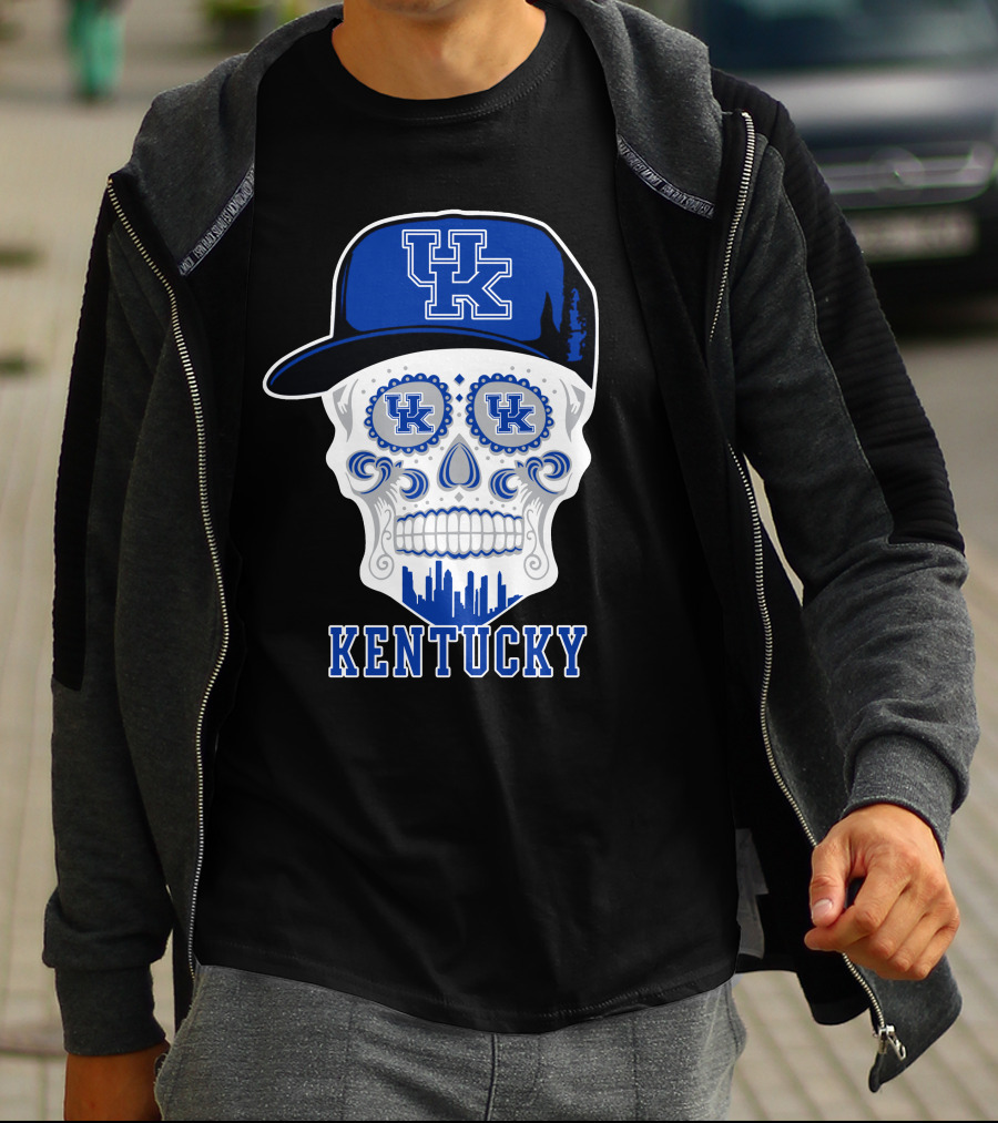 Kentucky Wildcats Skull Uk Hat Silhouette T-Shirt