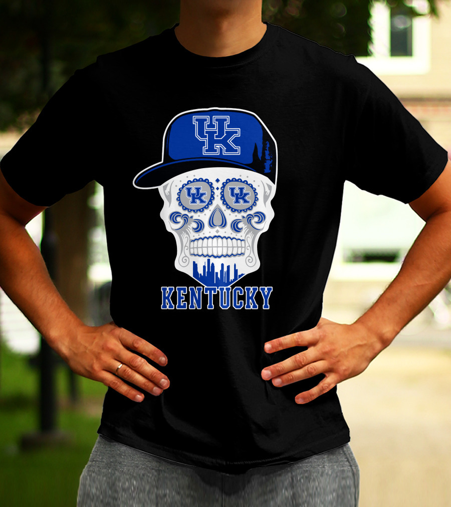 Kentucky Wildcats Skull Uk Hat Silhouette T-Shirt