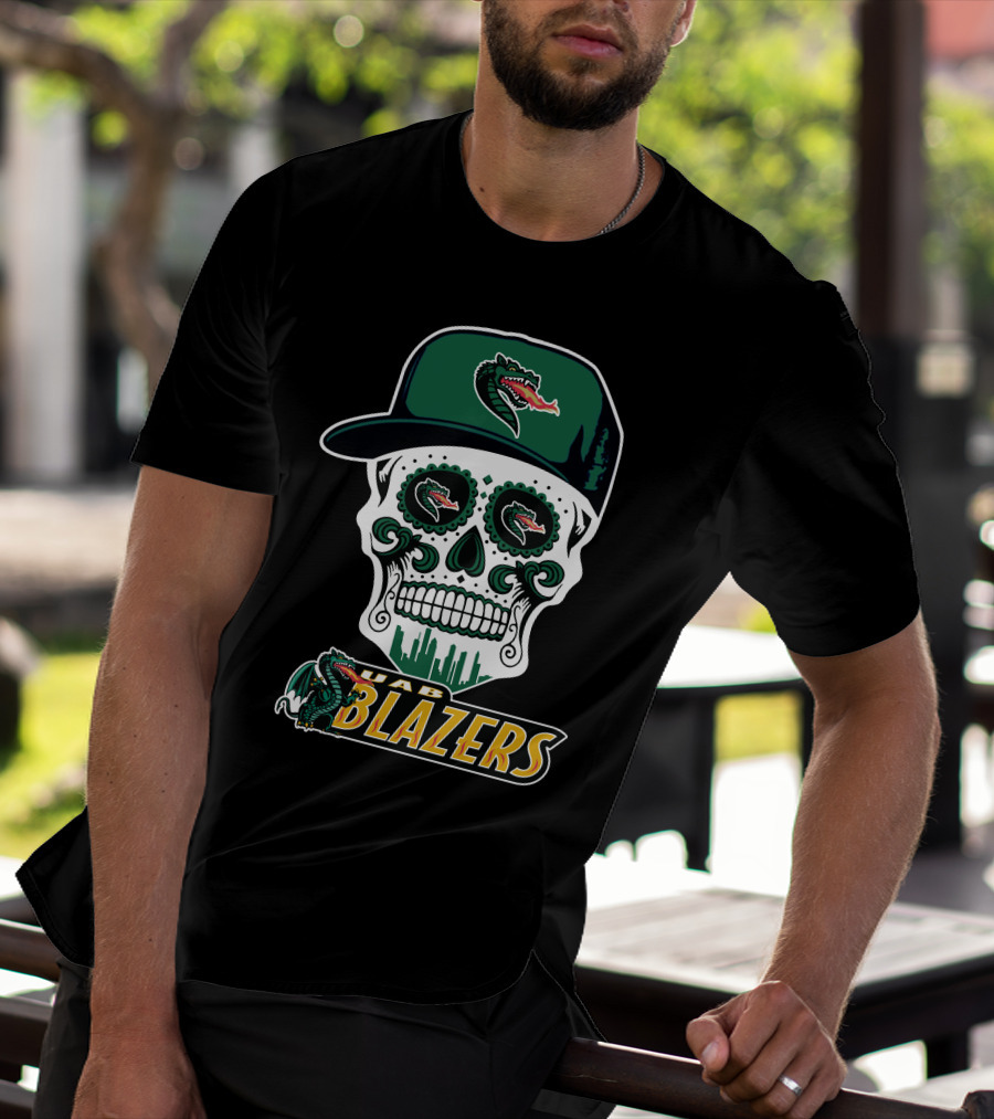 Uab Blazers Skull Sugar Day Of The Dead Style T-Shirt