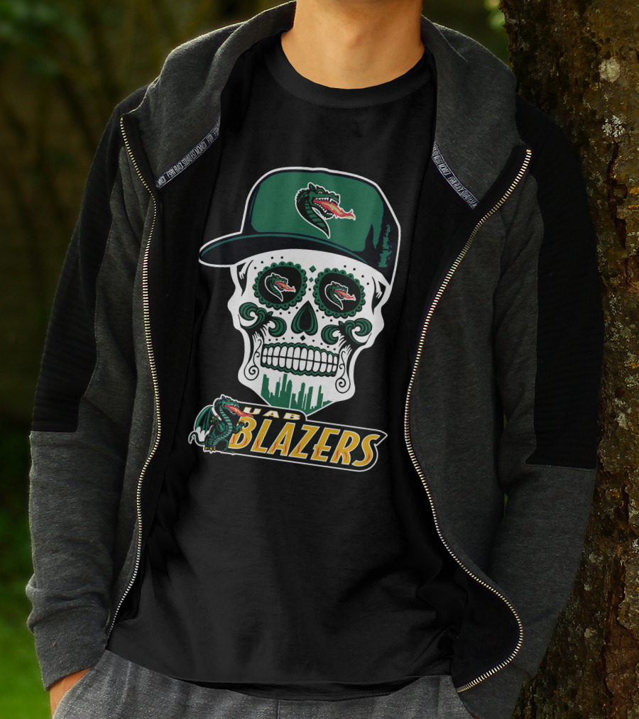 Uab Blazers Skull Sugar Day Of The Dead Style T-Shirt