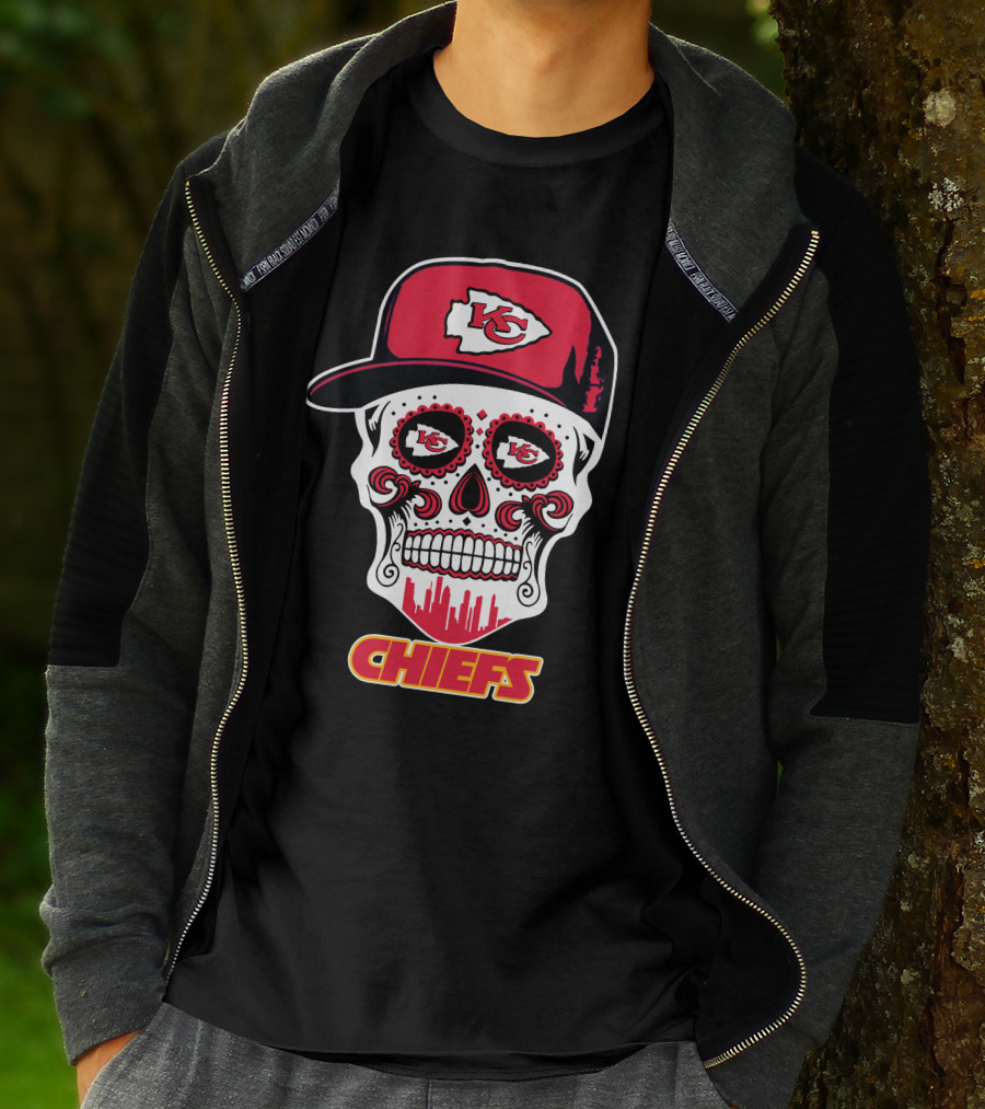 Chiefs Skull With Red Cap And Kansas City T-Shirt