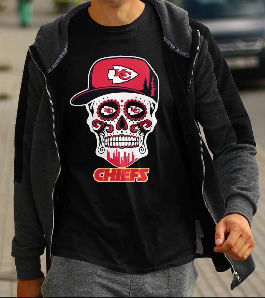 Chiefs Skull With Red Cap And Kansas City T-Shirt