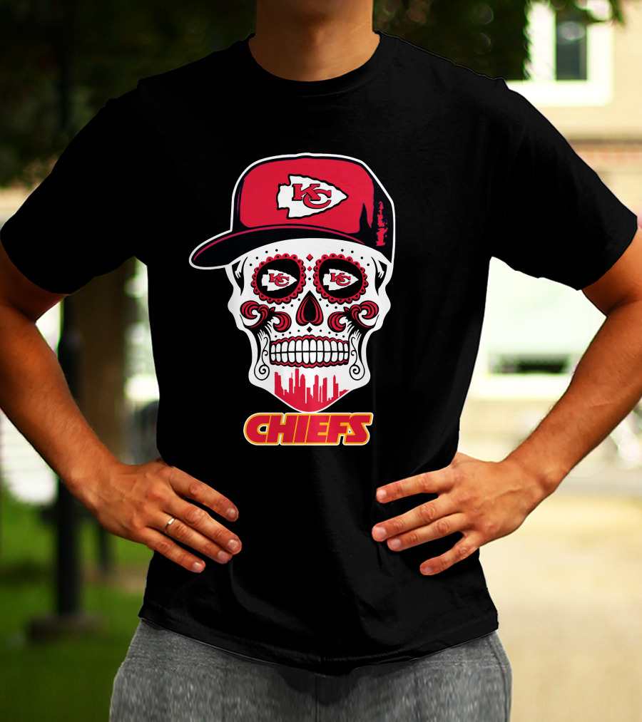 Chiefs Skull With Red Cap And Kansas City T-Shirt