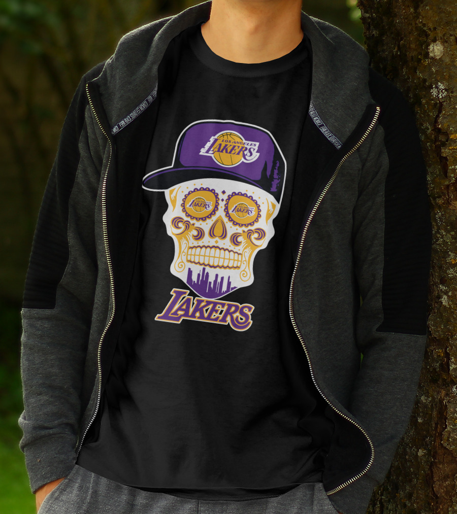 Los Angeles Lakers Skull With Hat T-Shirt
