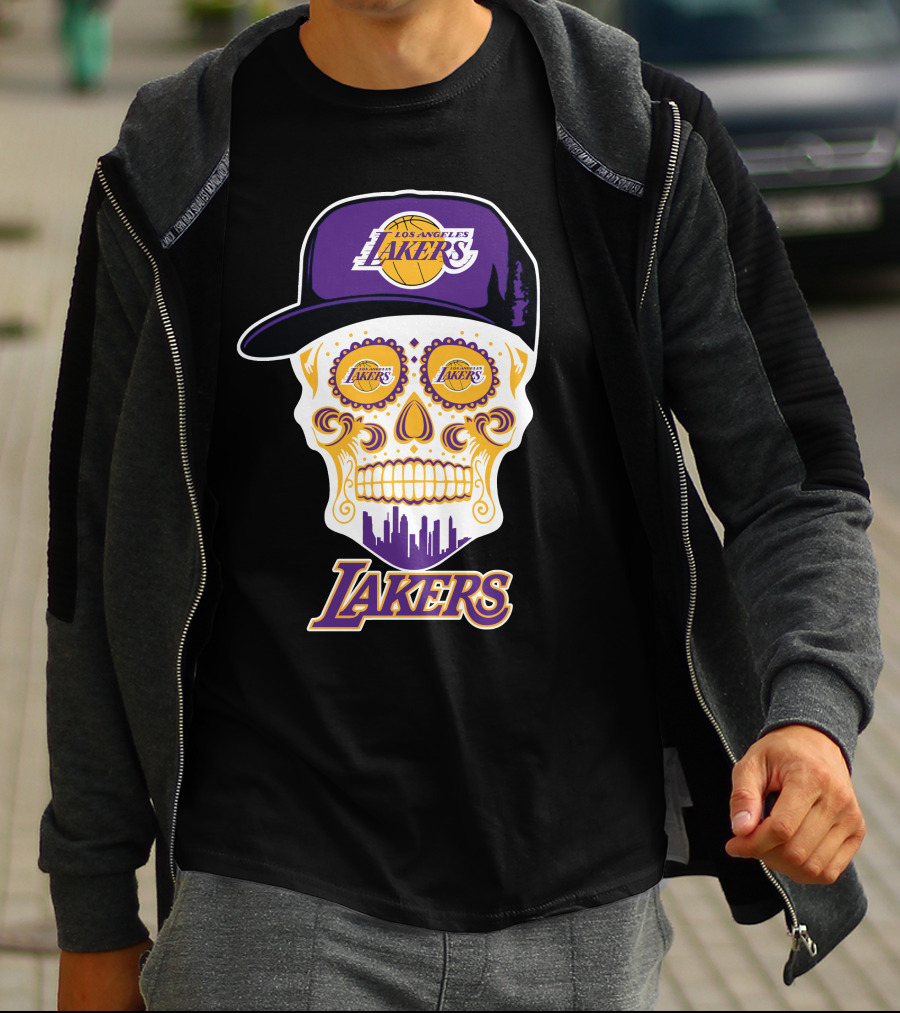 Los Angeles Lakers Skull With Hat T-Shirt