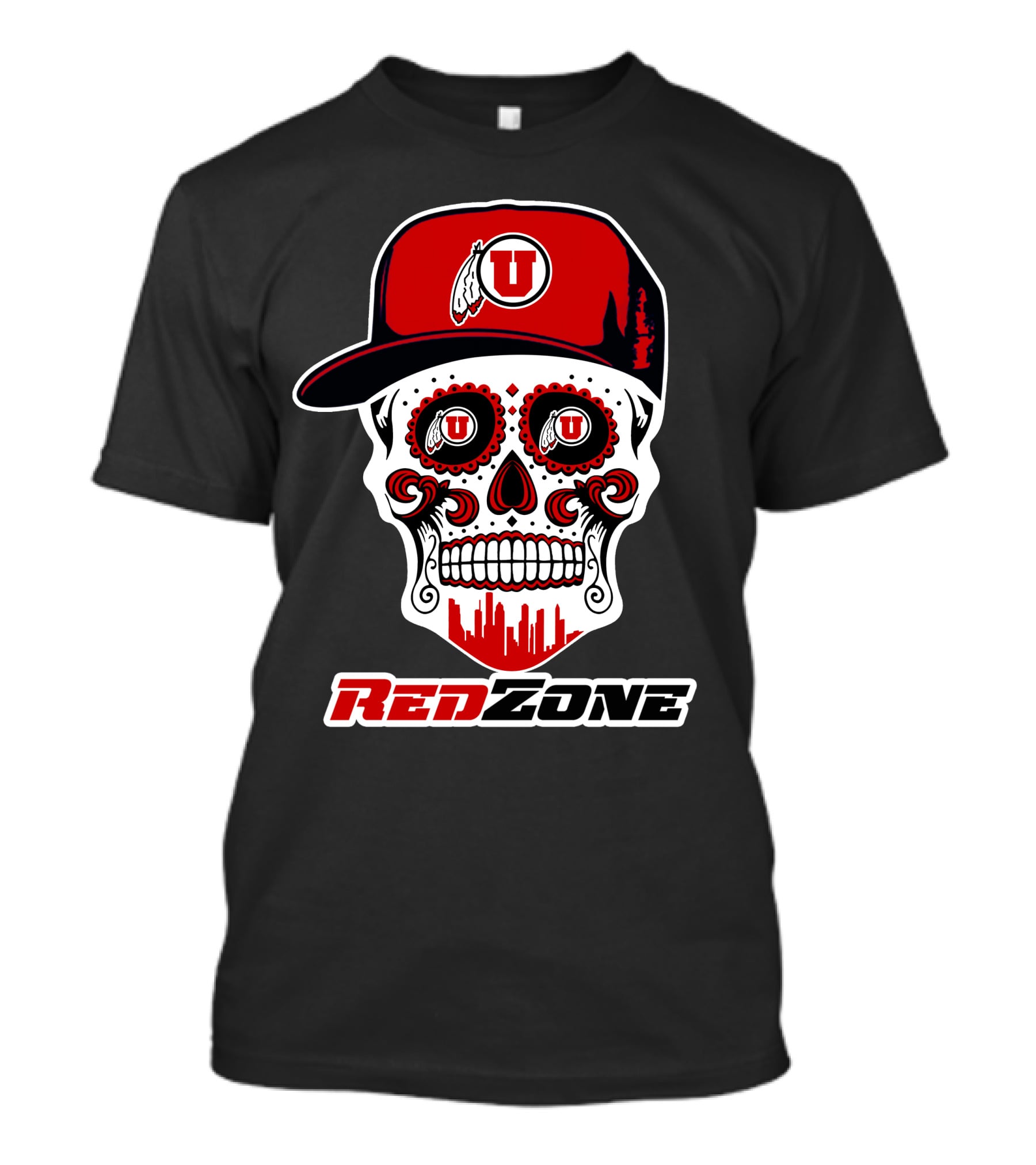 Red Zone Utah Utes Skull Cap T-Shirt