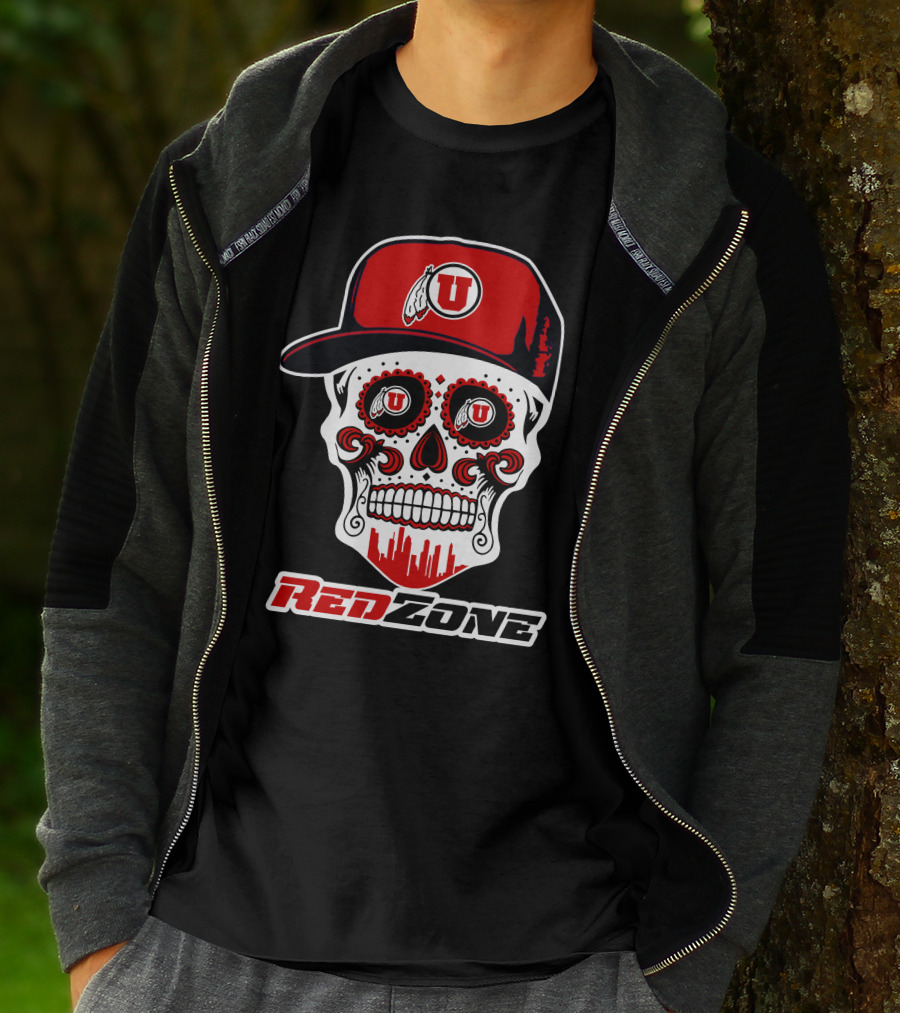 Red Zone Utah Utes Skull Cap T-Shirt