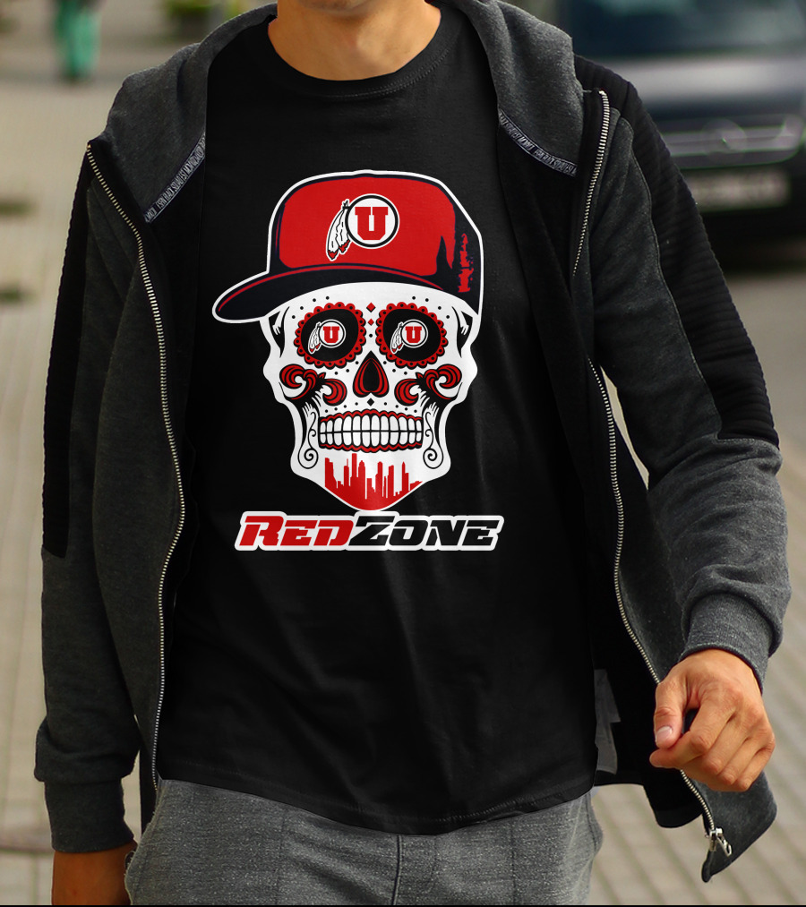 Red Zone Utah Utes Skull Cap T-Shirt