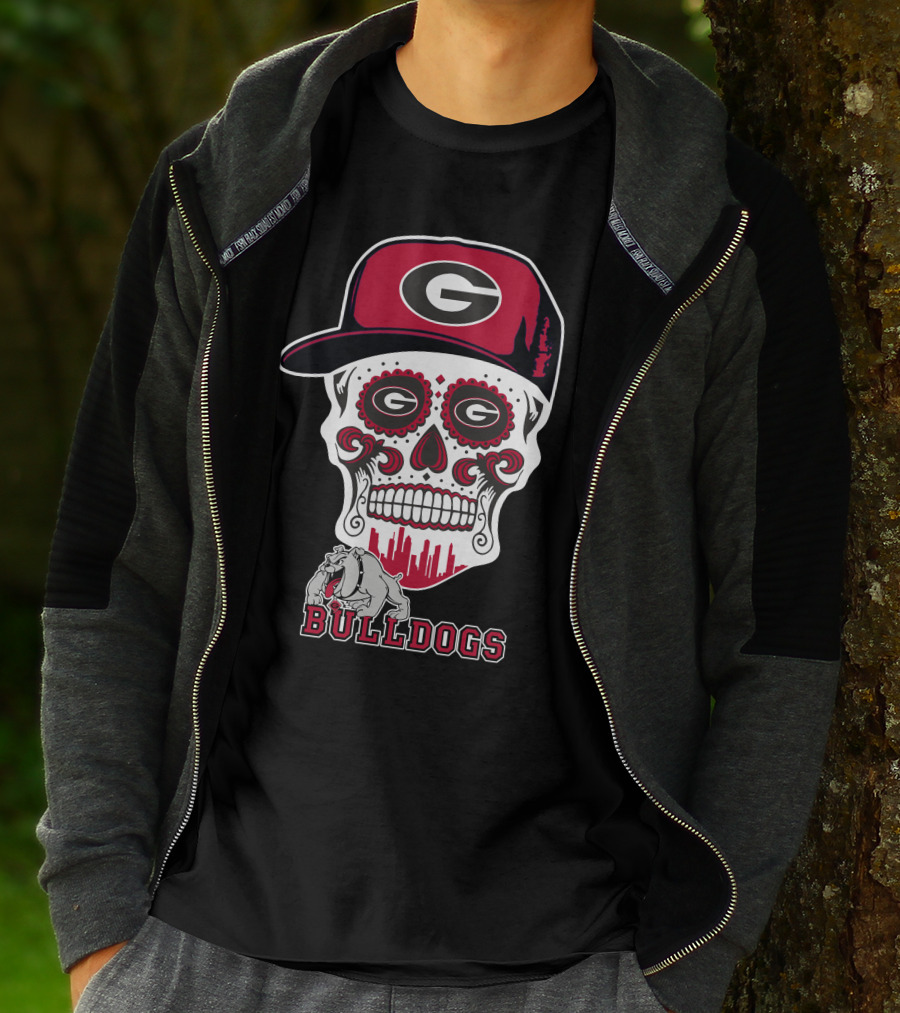Georgia Bulldogs Sugar Skull Hat Bulldogs T-Shirt