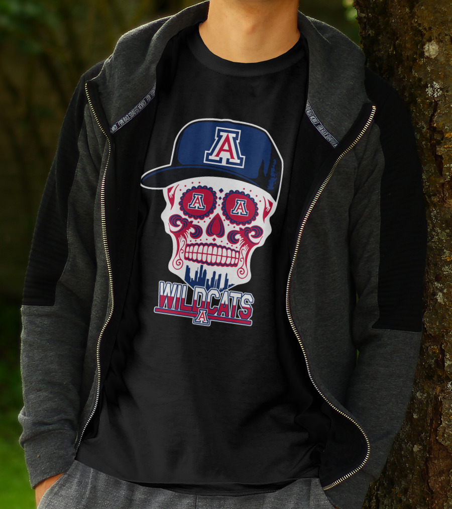 Arizona Wildcats A Logo Skull Wildcats T-Shirt