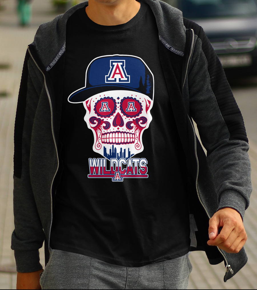 Arizona Wildcats A Logo Skull Wildcats T-Shirt