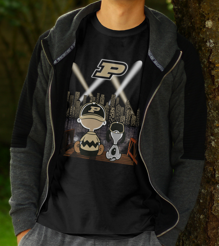 Purdue Boilermakers City Skyline With Iconic Characters And P T-Shirt