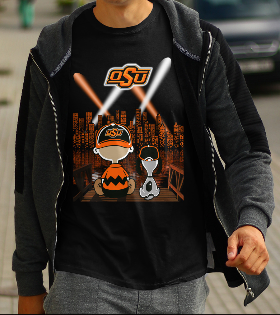 Osu Oklahoma State Cowboys Nighttime City Skyline T-Shirt