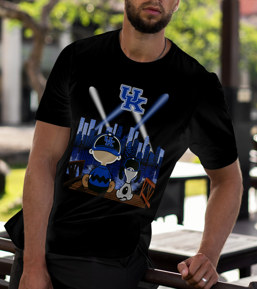 Uk Wildcats Nighttime Cityscape With Cartoon Characters T-Shirt