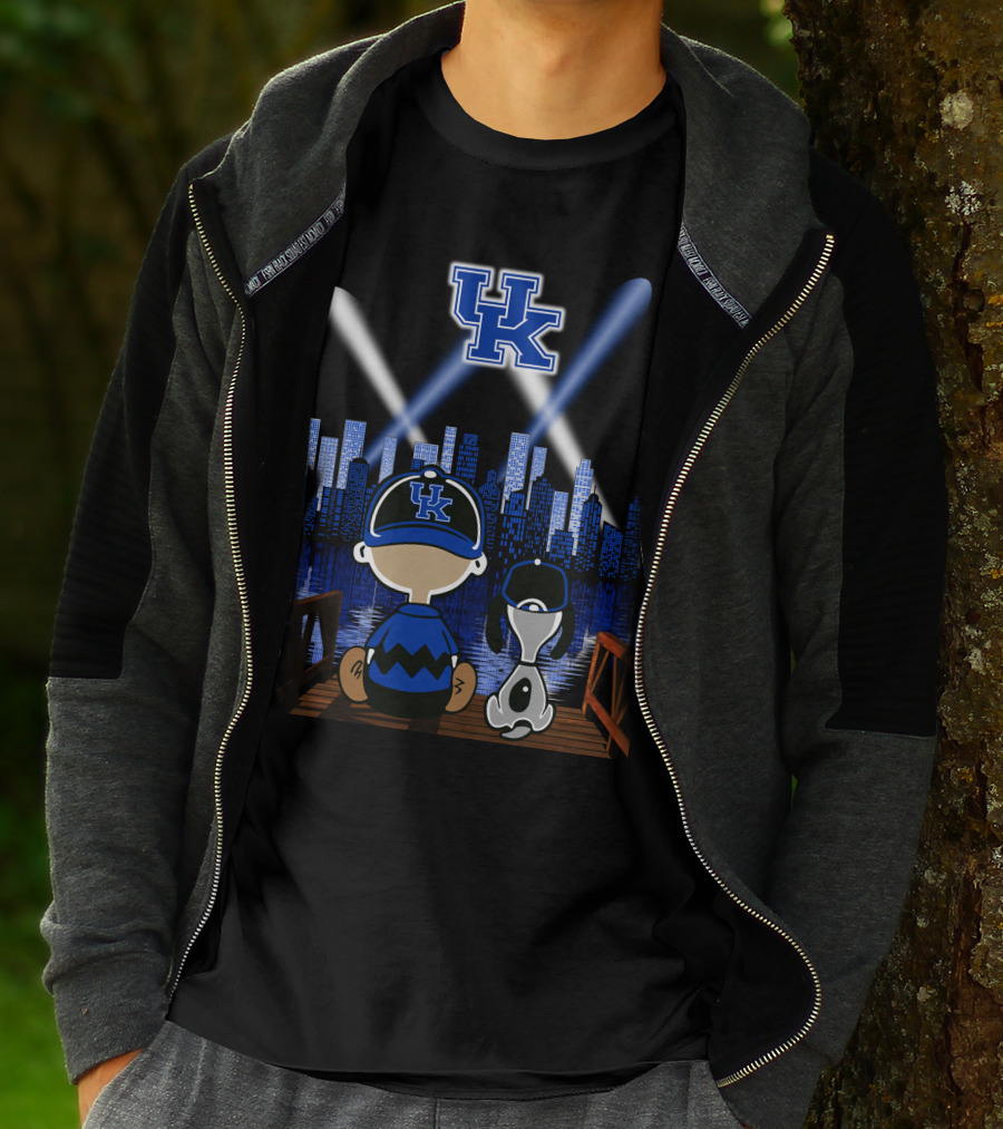 Uk Wildcats Nighttime Cityscape With Cartoon Characters T-Shirt
