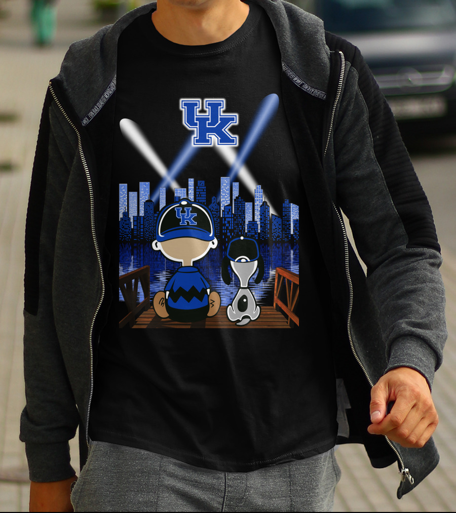 Uk Wildcats Nighttime Cityscape With Cartoon Characters T-Shirt