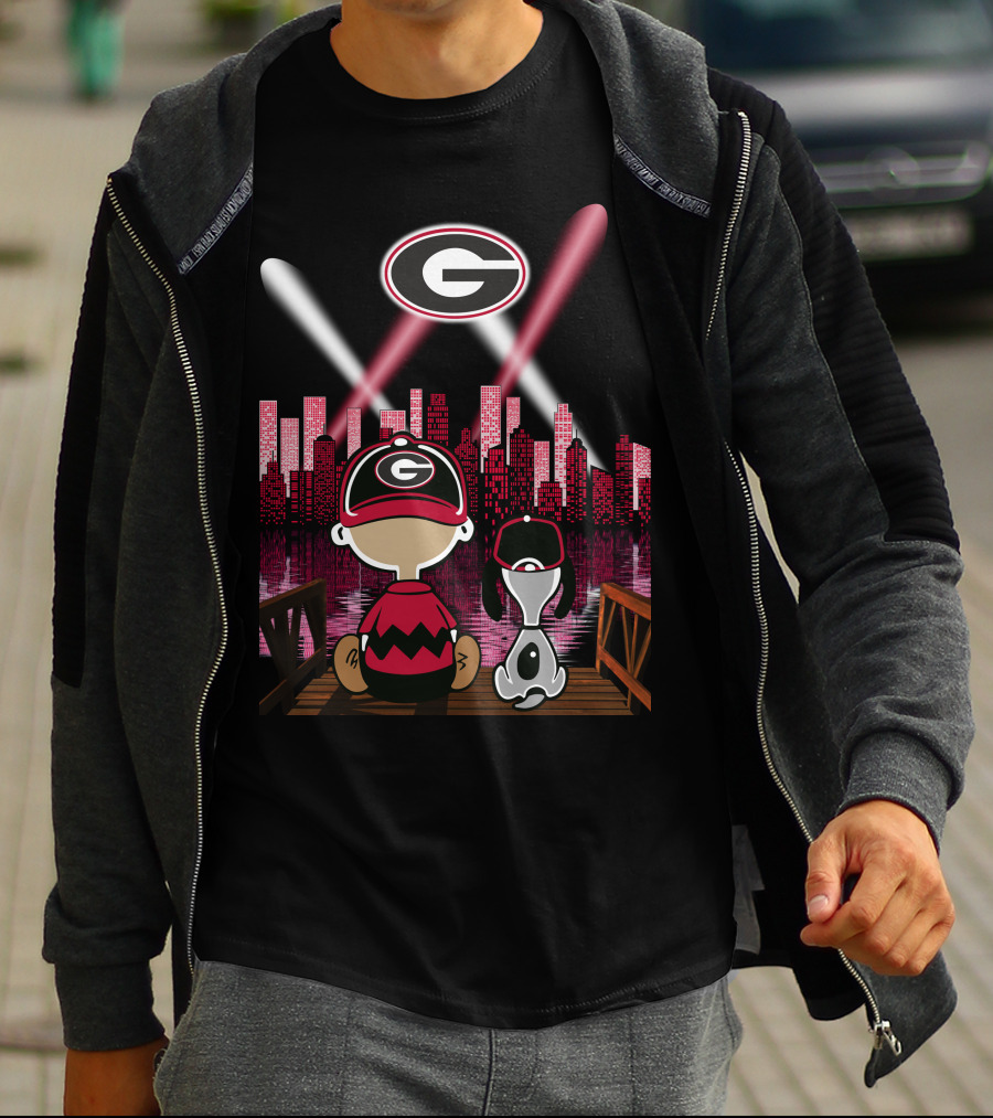 Georgia Bulldogs Cityscape 74 Night Sky Lights T-Shirt