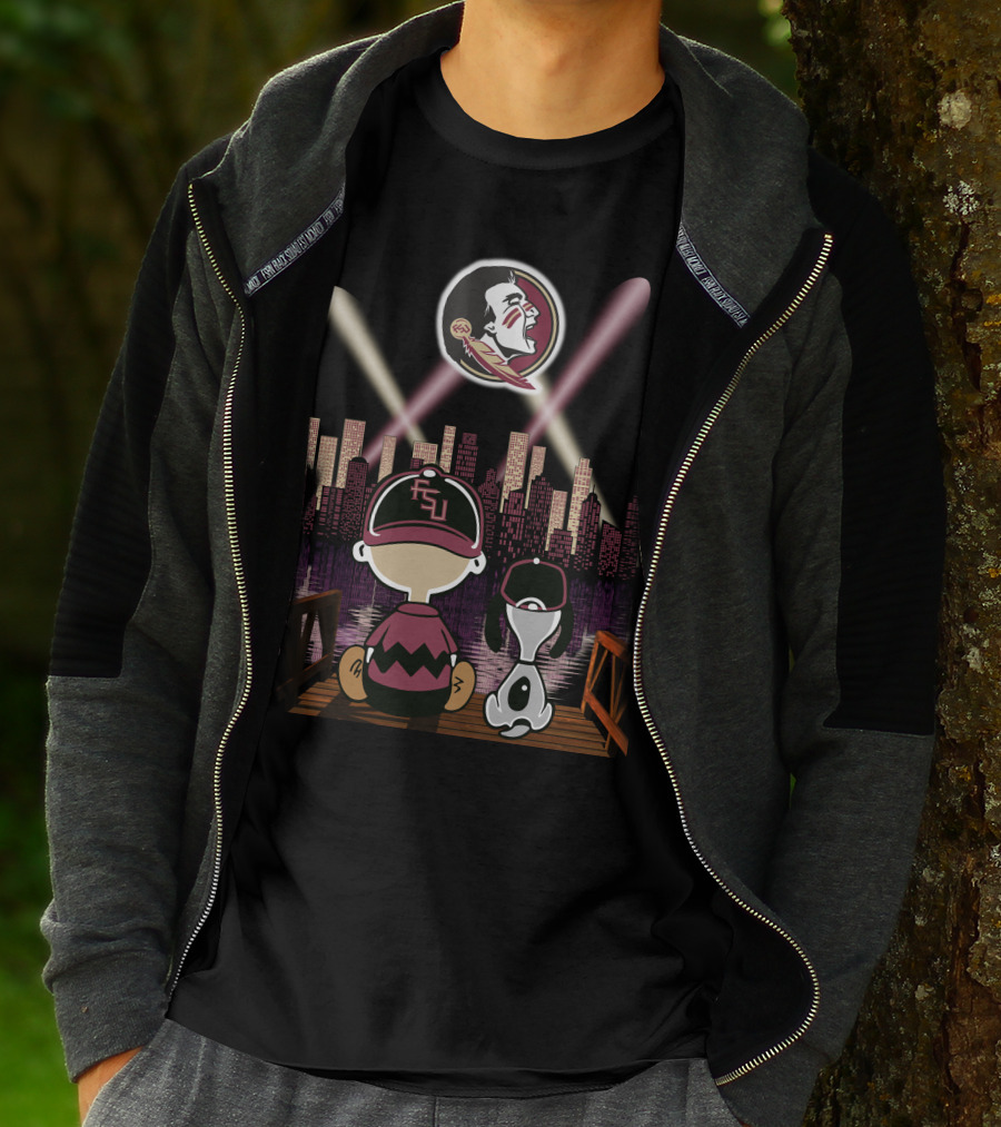 Florida State Seminoles Night City Skyline With Fsu Fans Watching T-Shirt