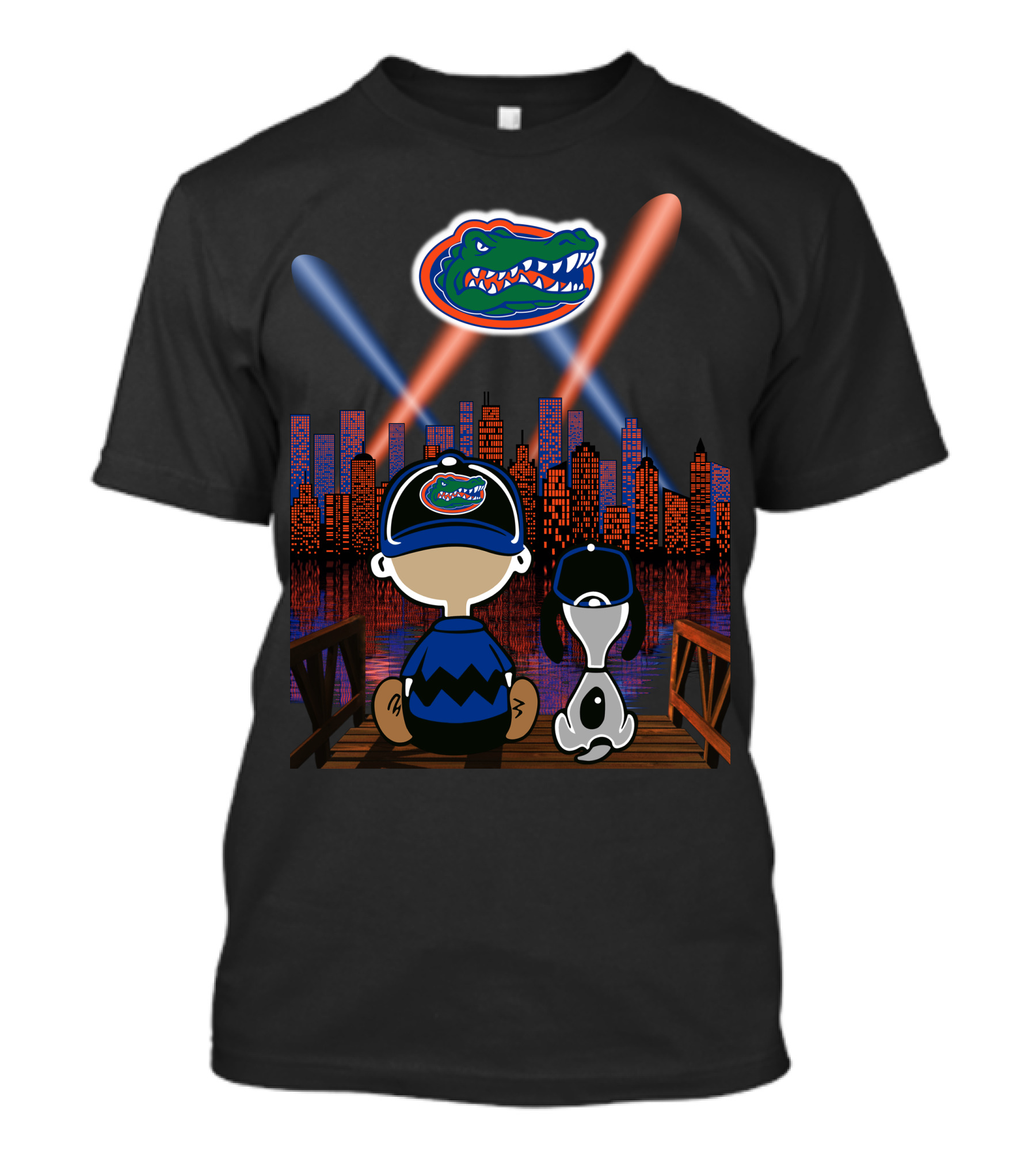 Florida Gators Cityscape At Night With Mascot And Skyline T-Shirt