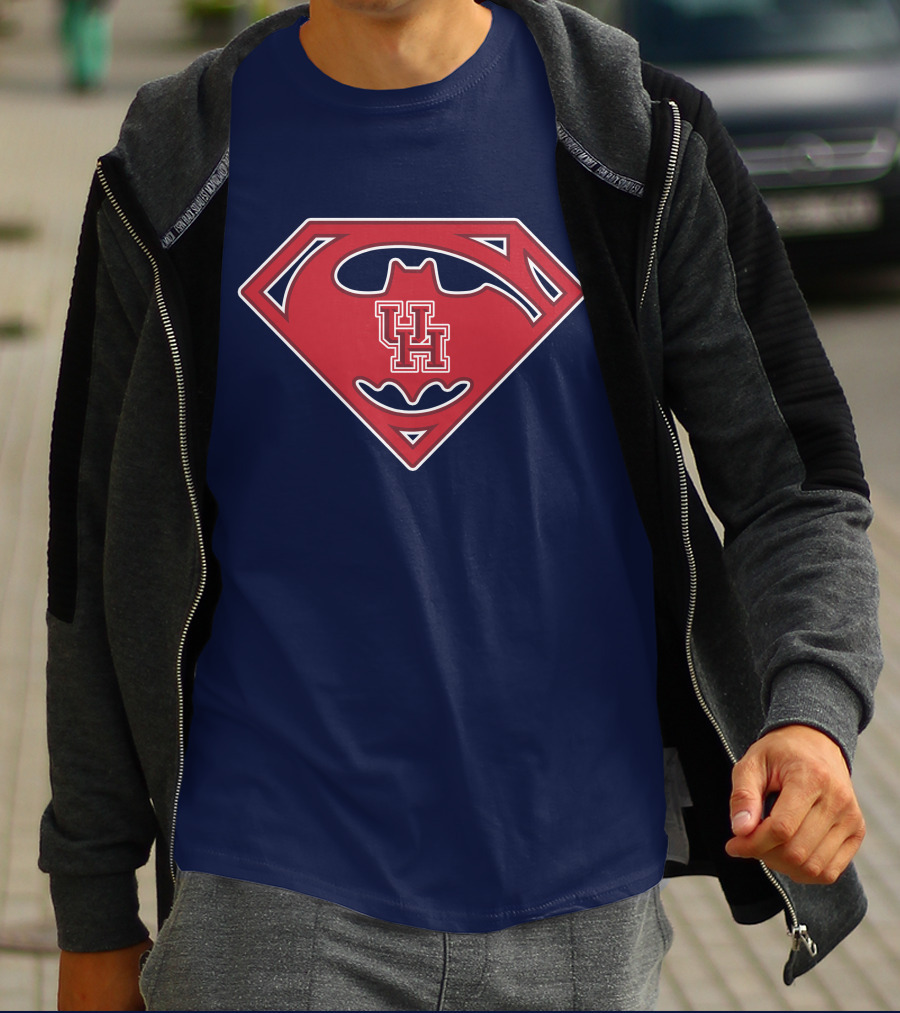 Houston Cougars Uh Logo Fusion With Superhero T-Shirt