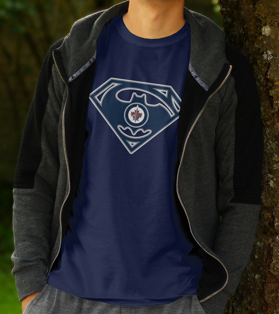 Winnipeg Jets Superman Batman Logo Combo T-Shirt