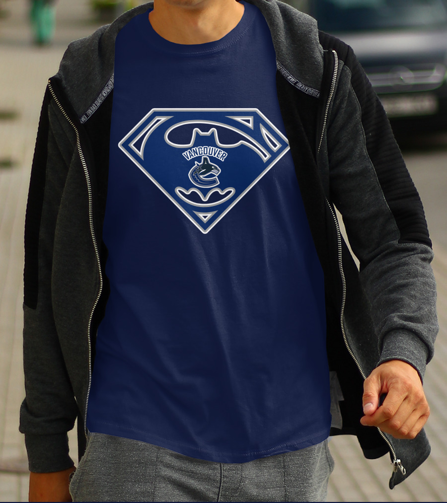 Vancouver Canucks Batman Superman Logo Fusion T-Shirt