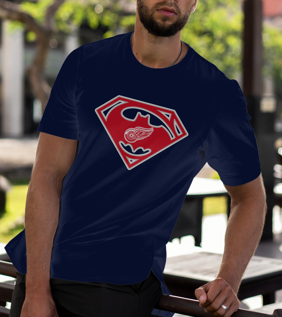 Detroit Red Wings Superman Batman Logo Mashup T-Shirt