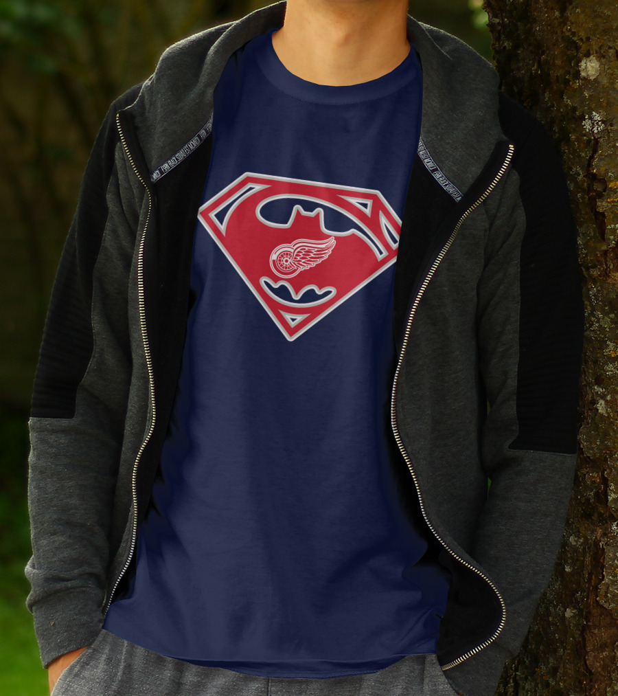 Detroit Red Wings Superman Batman Logo Mashup T-Shirt