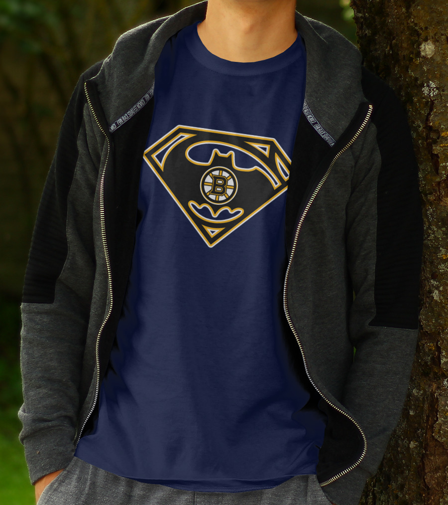Boston Bruins Batman Superman Logo Fusion 157 T-Shirt