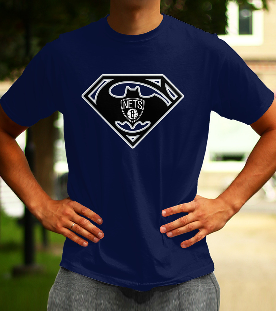 Brooklyn Nets Batman Superman Logo Mashup T-Shirt