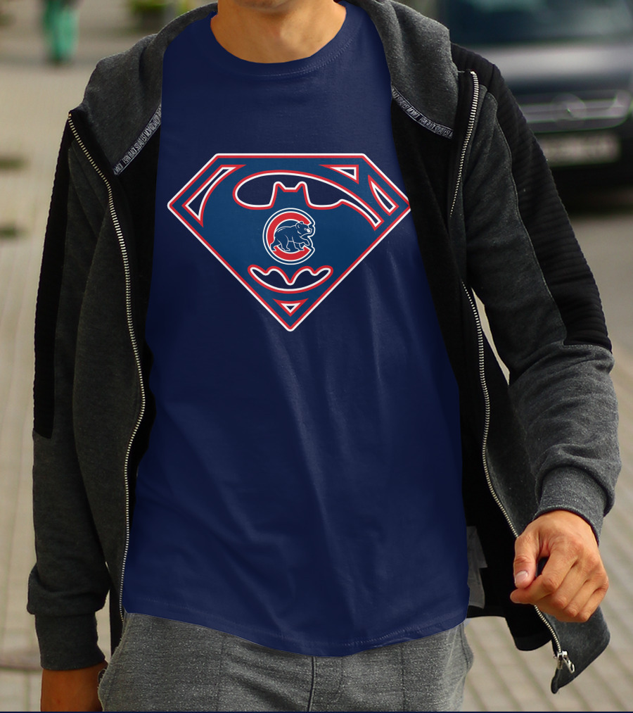 Chicago Cubs Batman Superman Logo Fusion T-Shirt